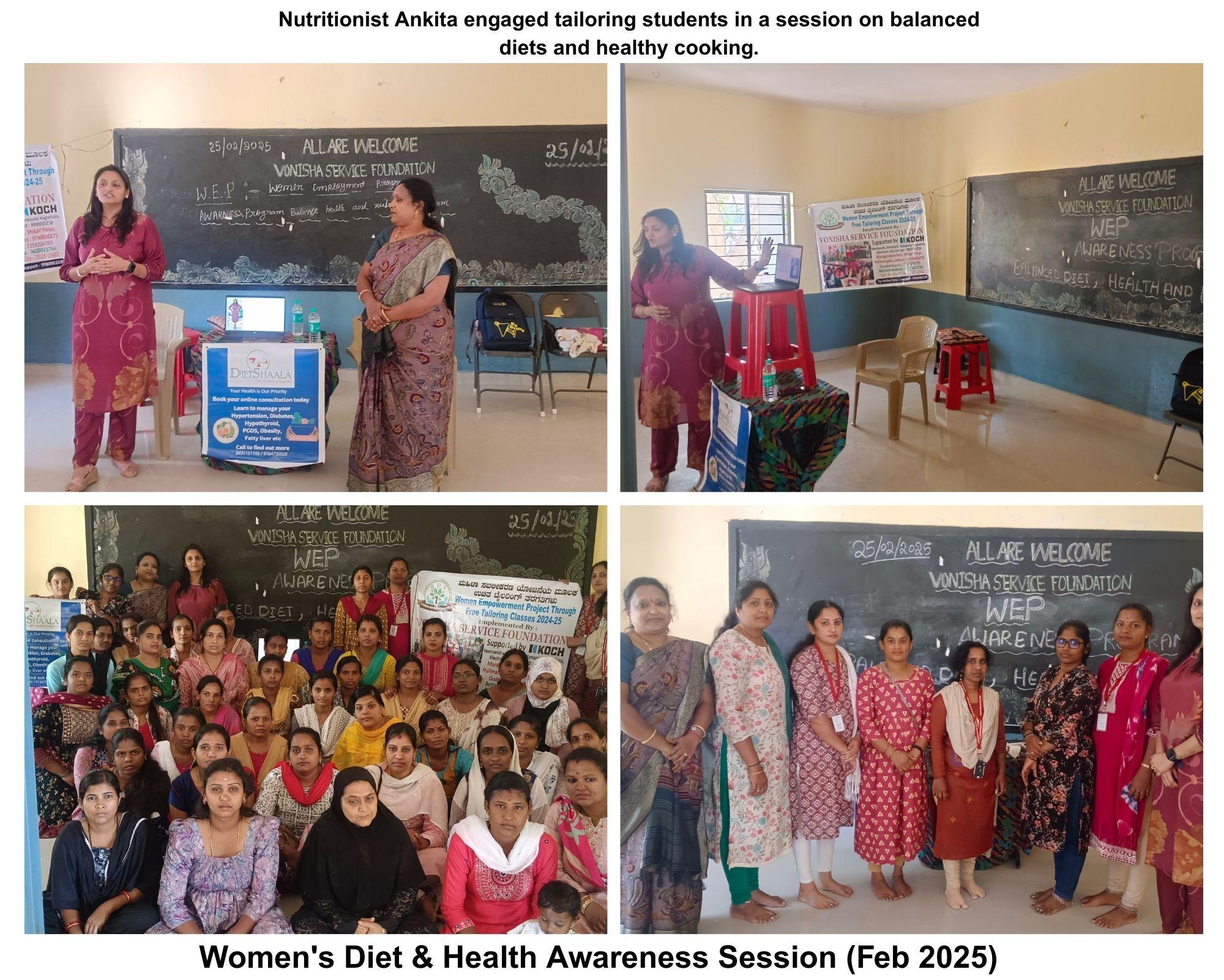 Nutritionist addressing women during a health and diet awareness workshop.