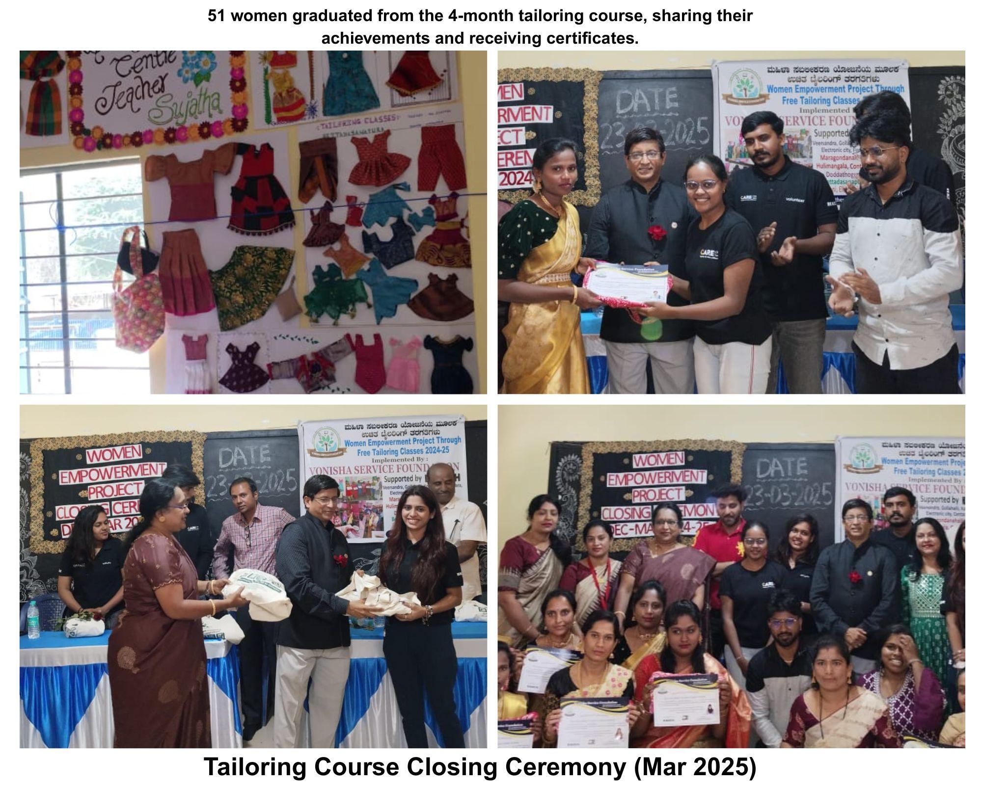  photos from tailoring graduation ceremony with students and guests.