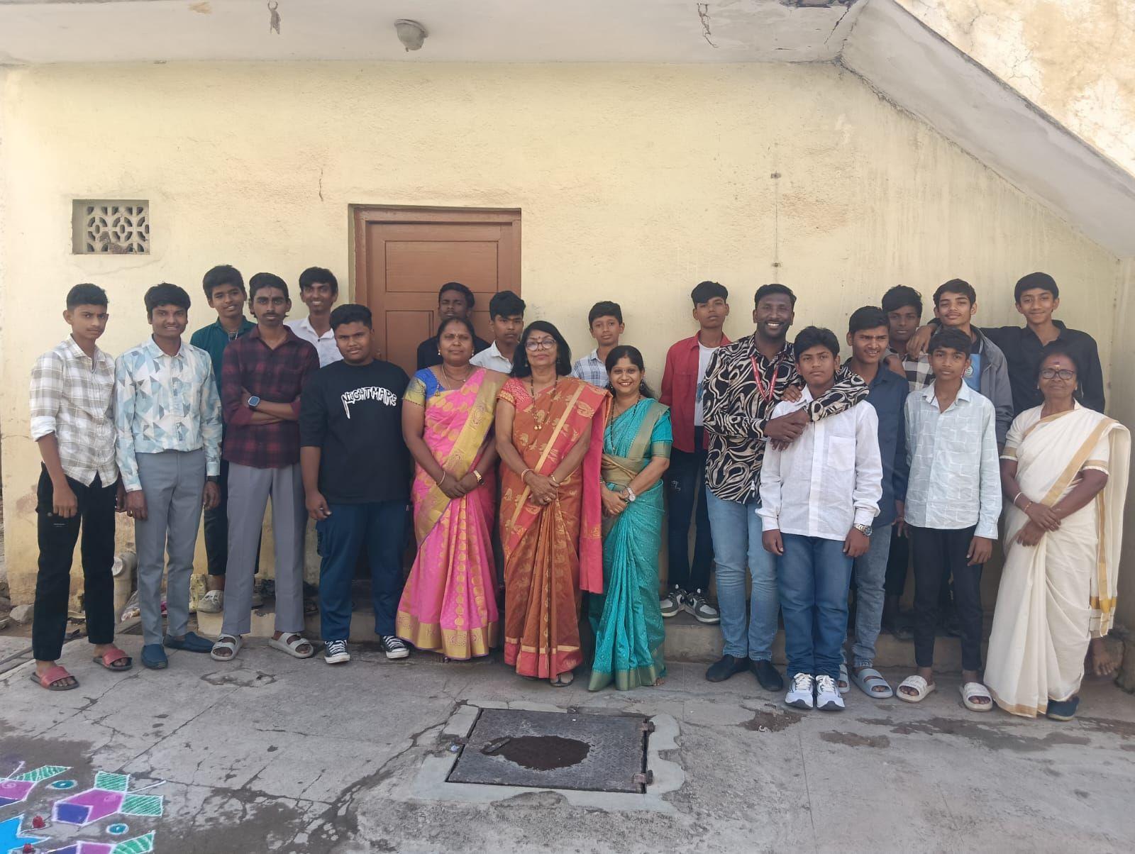 Children in front of education centre